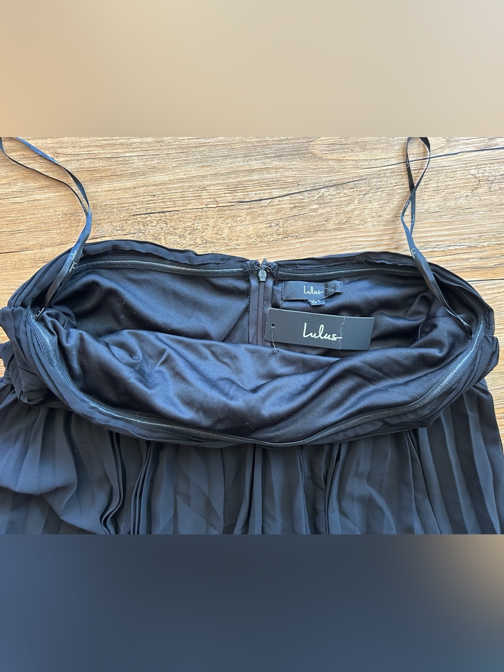Lulu's Black Strapless Tiered Pleated Dress - Picture 3 of 4